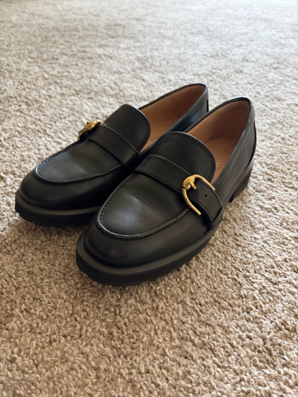 Cole Haan Gianna Buckle Loafers – Black Leather – Women’s Size 6